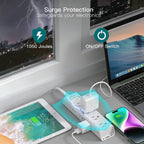 Flat Plug Power Strip, Ultra Thin Flat Extension Cord - 12 Outlets 3 Sides