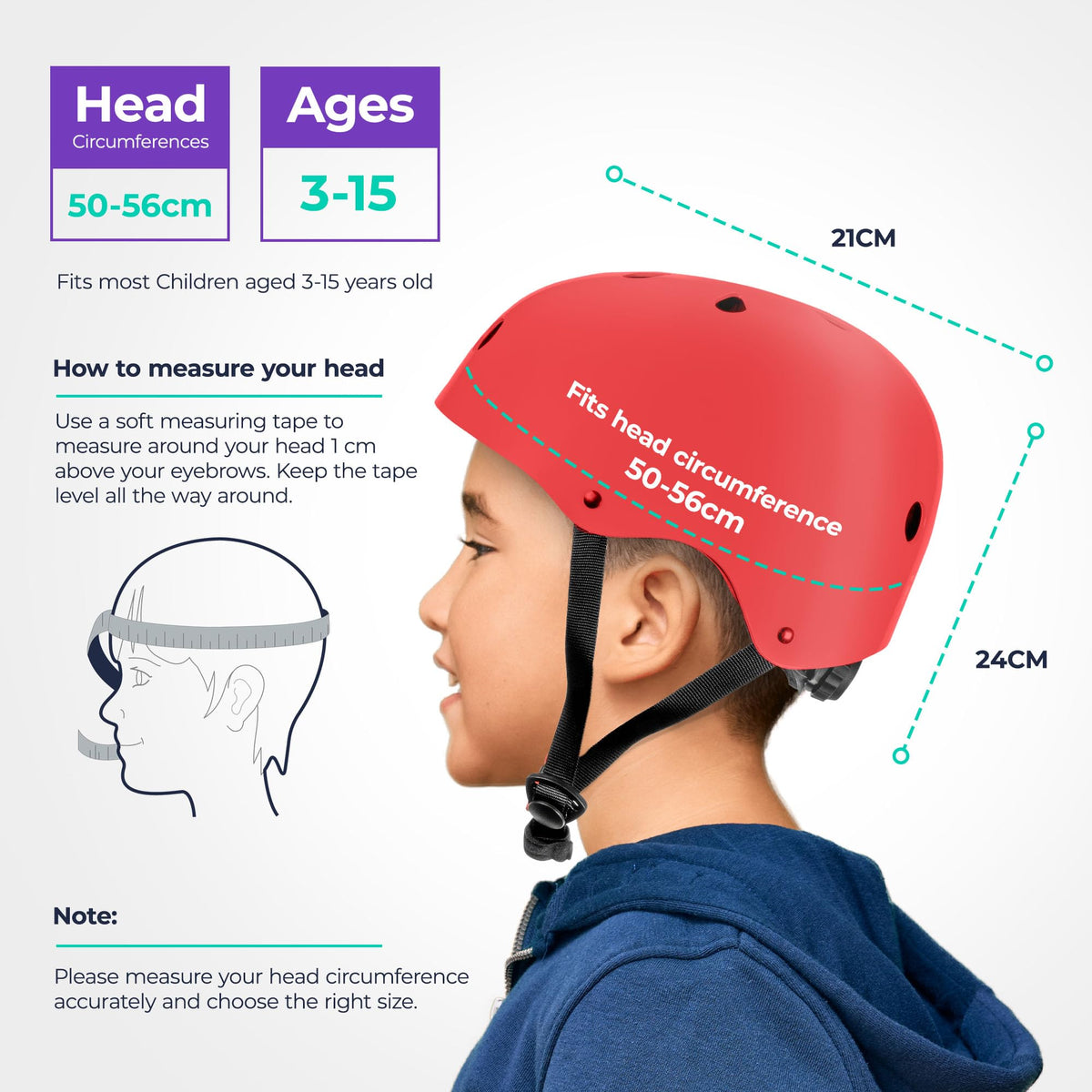 Niftii Bike Helmet & Pads Set for Kids - Cycling Skateboard Ages 3-15