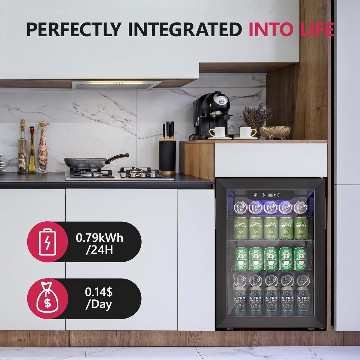 Icyglee 126 Can Mini Fridge, 3.2 Cu.Ft Beverage Refrigerator, Drink Cooler