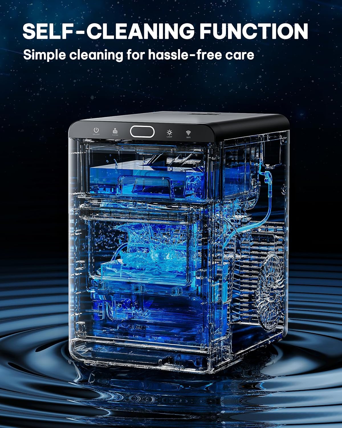 Silonn Ice Maker Countertop, 9 Cubes Ready in 6 Mins, 26lbs in 24Hrs, Self-Cleaning Ice Machine with Ice Scoop and Basket, 2 Sizes of Bullet Ice for Home Kitchen Office Bar Party