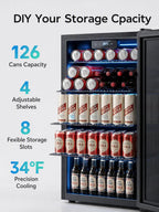 Icyglee 126 Can Mini Fridge, 3.2 Cu.Ft Beverage Refrigerator, Drink Cooler