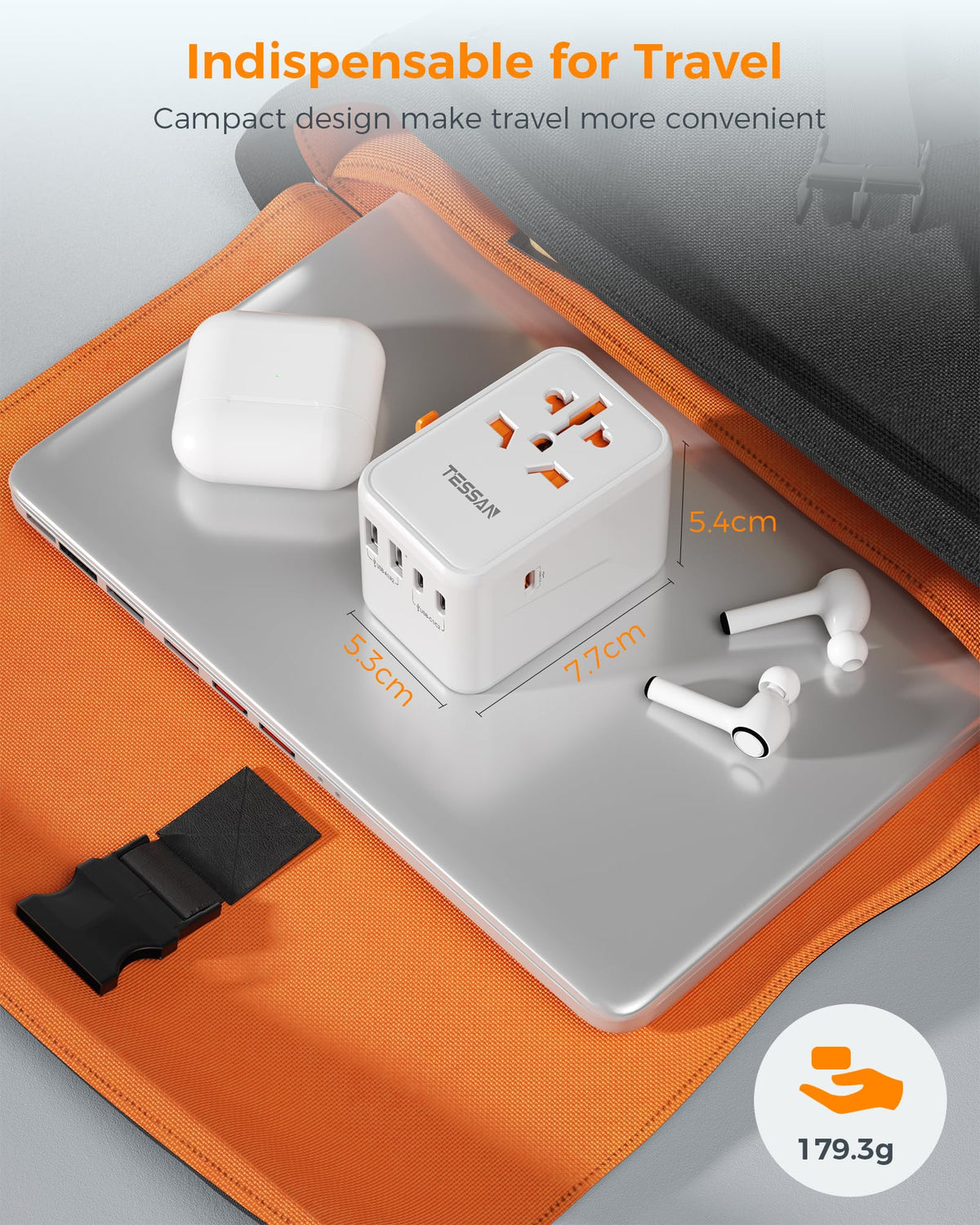 TESSAN UK to Universal Travel Adapter, 1 Pack, Black