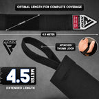 RDX Boxing Hand Wraps 4.5M / 180 Inches – Mexican Style Semi-Elastic MMA Inner Gloves - Wrist Support for Muay Thai, Kickboxing, BJJ, Karate - Thumb Loop & Hook and Loop Closure - Cotton & Nylon Blend