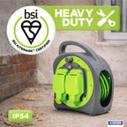 STATUS 2 Socket Cable Reel,10m Green Outdoor Extension Lead, Heavy Duty, 13 Amp, Thermal Cut Out Overload Protection, Ideal for Garden Power Tools,DIY Use, Workshop (S13A10MCR3)