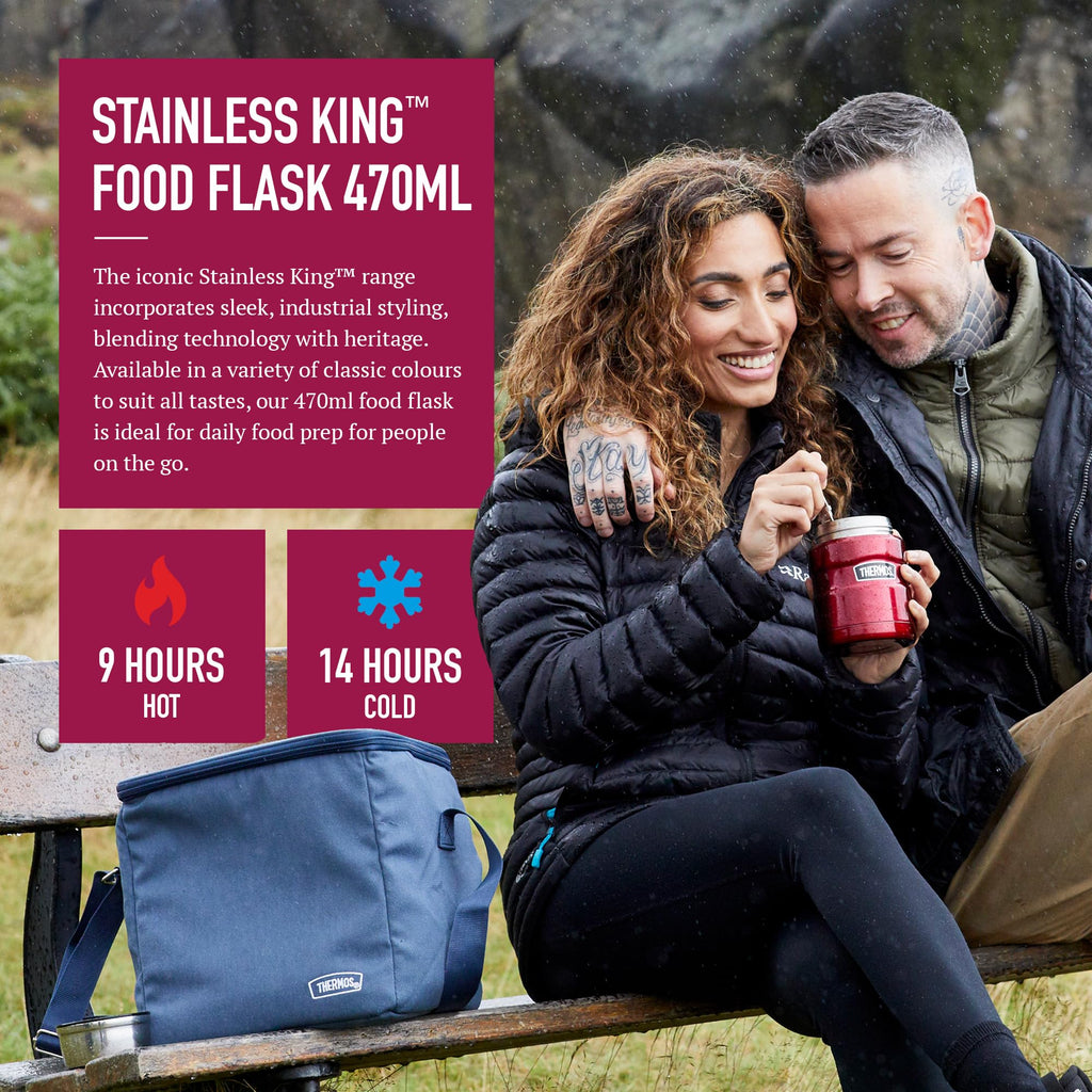 Thermos Stainless King Cranberry Red Food Flask (470ml) 9h Hot | 14h Cold