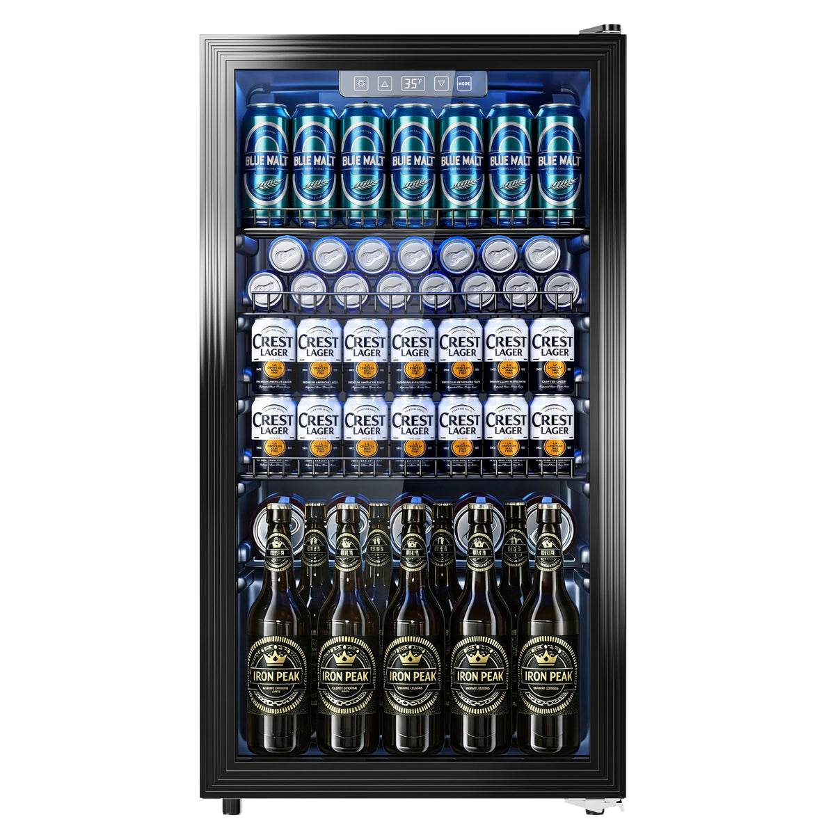 130 Can Beverage Refrigerator, 3.2 Cu.ft Fridge, Glass Door
