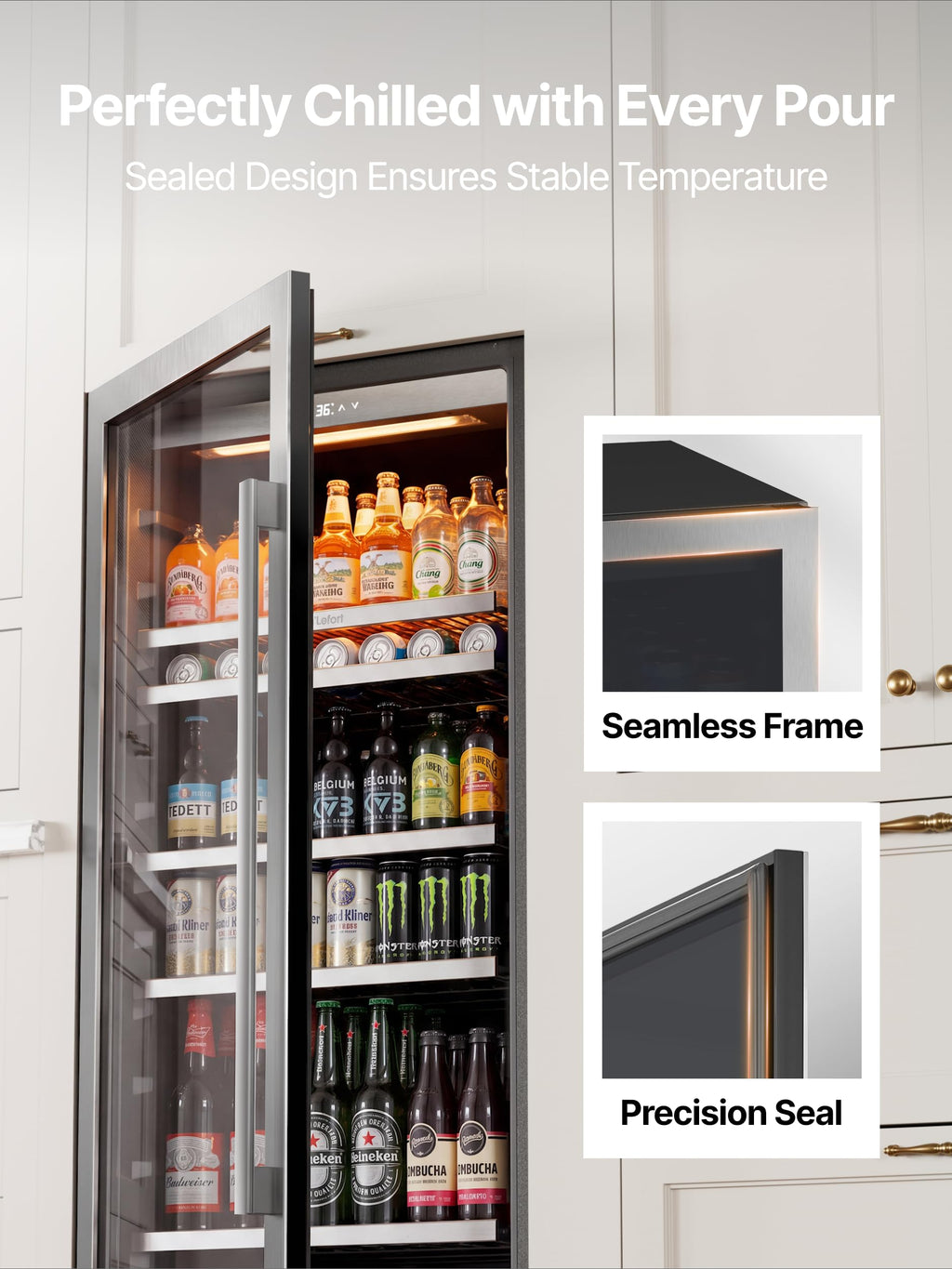 Ca'Lefort 48 Inch Wine & Beverage Refrigerator, 200 Can and 46 Bottle