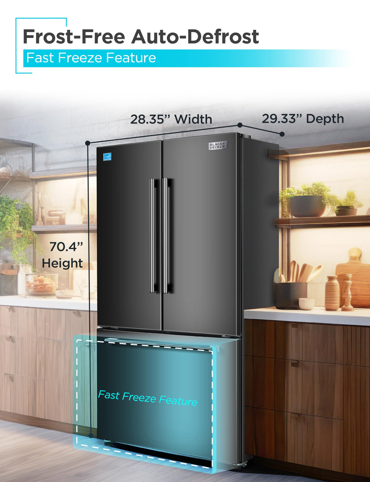BLACK+DECKER 14 Cu. Ft. Convertible Freezer Refrigerator, Upright Freezer with Glass Shelves, ENERGY STAR rated, Frost Free, BUC1400XB, Black