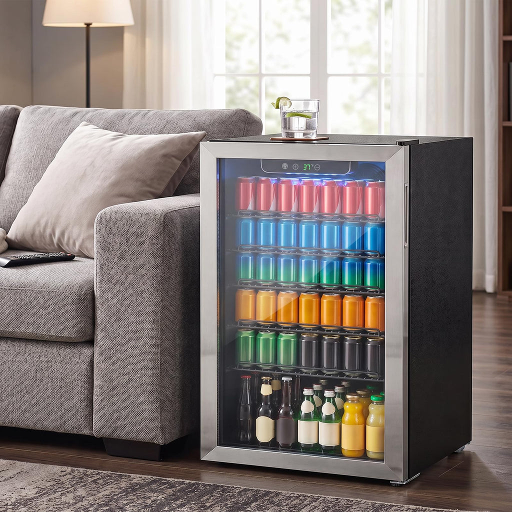 DOGHLY 0.95 Cu.Ft Mini Fridge Mirror Door for Beverages & Skincare, 24 Cans