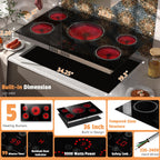 2 Burner Electric Cooktop 110V, 2000W Shard Power