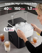 EUHOMY Nugget Ice Maker Countertop with Handle, Max 40lbs Daily Sonic Ice
