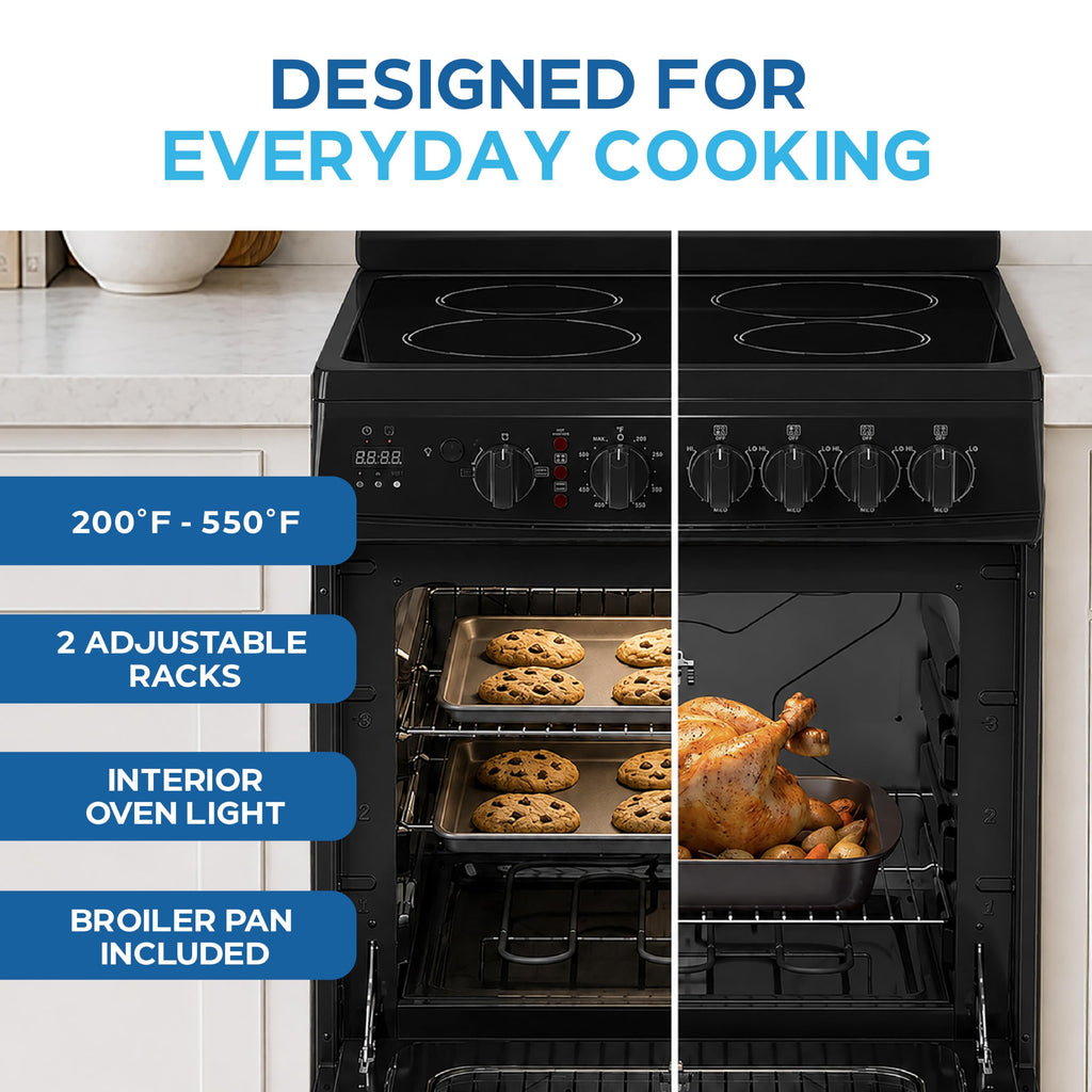 Avanti 20-Inch Freestanding Electric Range with Ceramic Glass Cooktop, in Black (CERU200P1B)