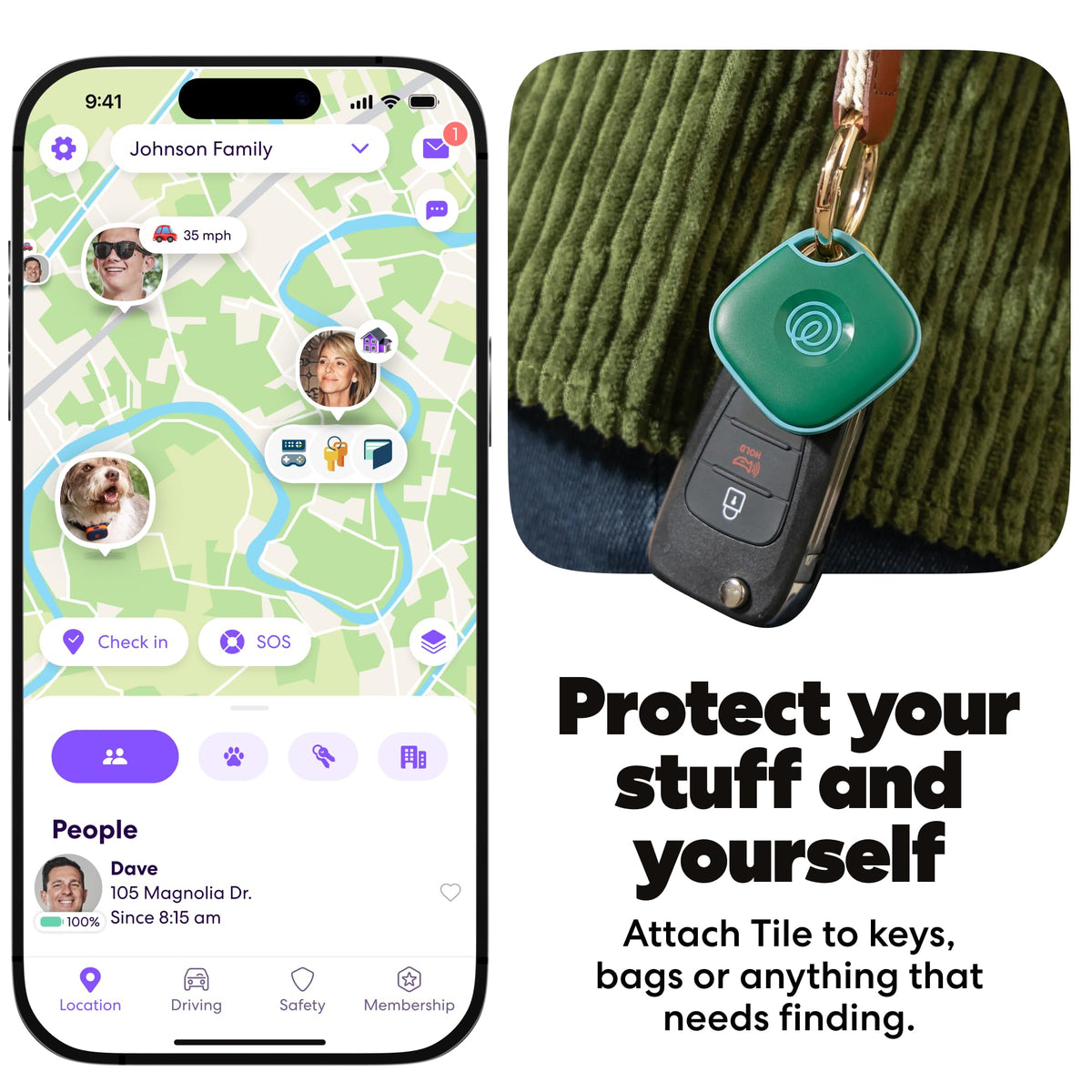 Life360 Tile - Bluetooth Tracker, Keys Finder and Item Locator for Keys, Bags and More. Phone Finder. Both iOS and Android Compatible. 1-Pack (Black)
