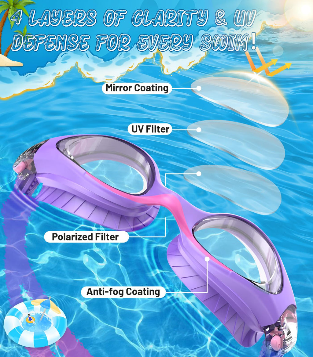 Kids Swimming Goggles for Boys & Girls Aged 6-14, Anti-Fog
