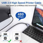 RAVIAD USB Printer Cable 2M, USB 2.0 Type A Male to B Male Nylon Braided