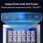 2.5 Cu.Ft Beverage Fridge, Glass Door Mini Fridge, Silver, 96 Can