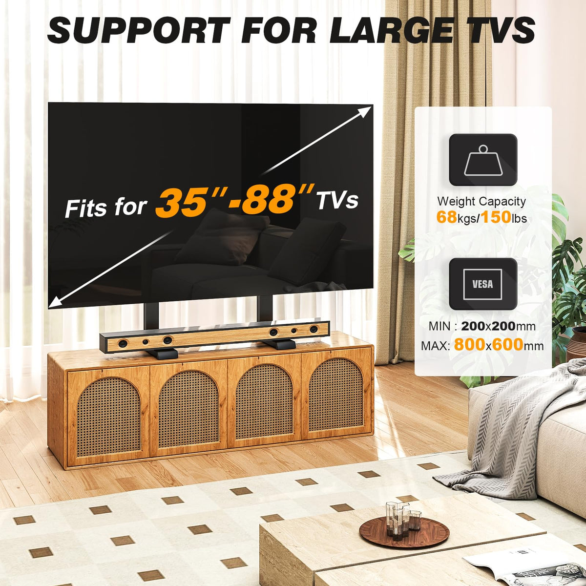 5Rcom Universal Tabletop TV Stand Base for 22-65 Inch Flat Screen TVs