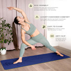Yogii Yoga Mat - Non-Slip 6mm Thick TPE & Travel-friendly Yoga Mat - Perfect for Home & Gym Exercise Fitness & Pilates - With Laser Alignment Guides for Men & Women