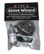 Stove Rope Kit 10mm x 2.5m Black 50ml Glue 100mm Tape