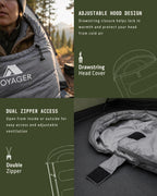 Voyager Sleeping Bag for Adults, Lightweight 3-4 Season Waterproof Camping