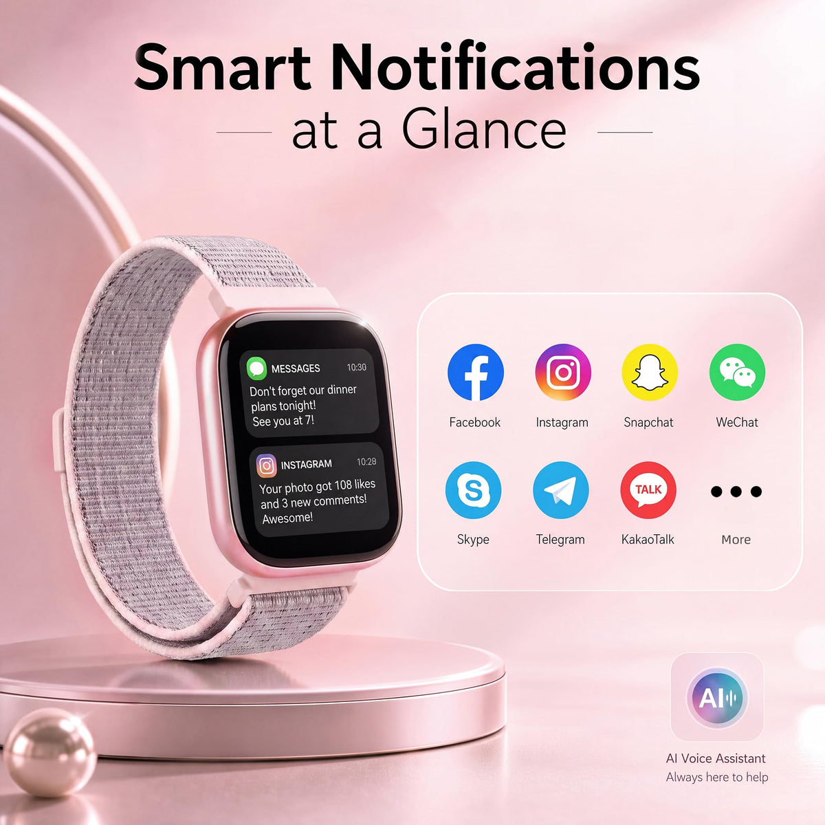 Smart Watch for Women, Bluetooth Answer/Make Calls, 1.83"HD Screen