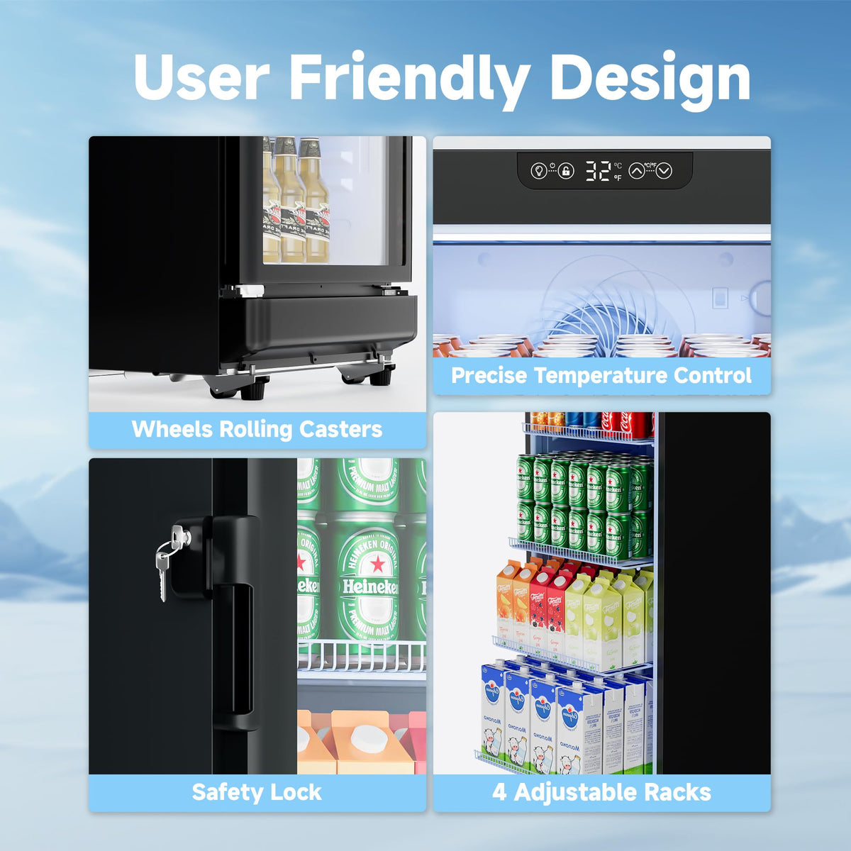 6 Cu.Ft Commercial Beverage Fridge with Glass Door