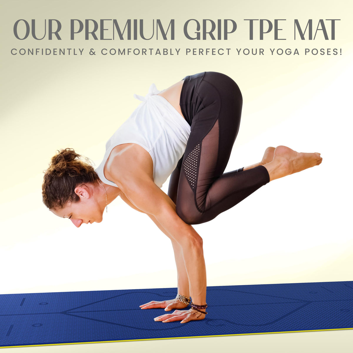 Yogii Yoga Mat - Non-Slip 6mm Thick TPE & Travel-friendly Yoga Mat - Perfect for Home & Gym Exercise Fitness & Pilates - With Laser Alignment Guides for Men & Women