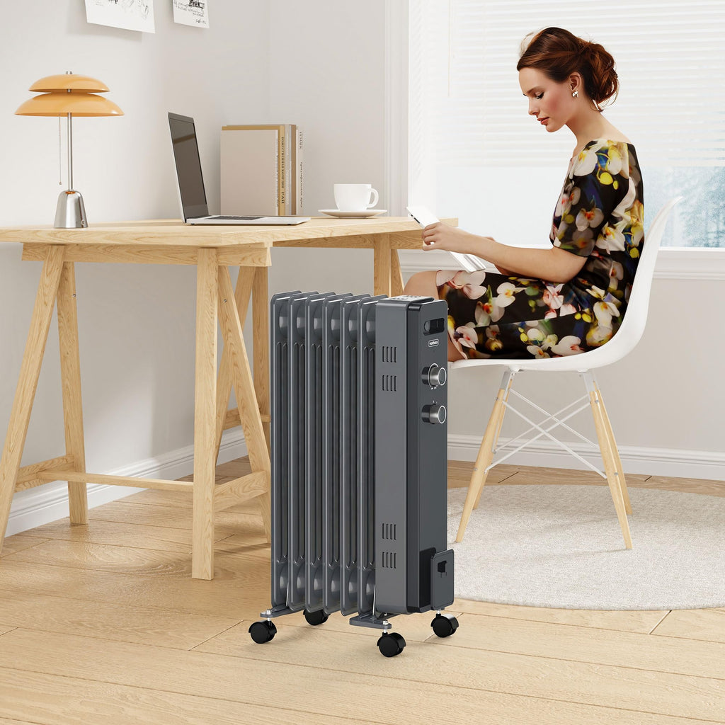 VonHaus Oil Filled Radiator 11 Fins – 2500W, 3 Heat Settings, 24 Hour Timer