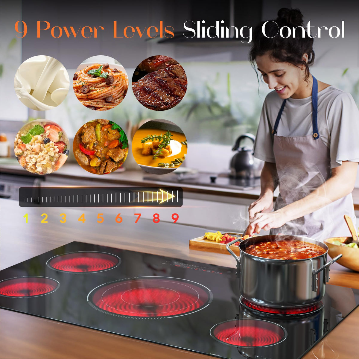 2 Burner Electric Cooktop 110V, 2000W, 24" Countertop & Built-in