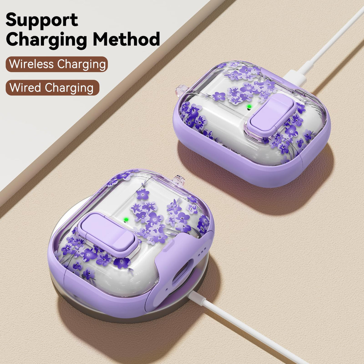 for AirPods Pro 2nd/1st Case (2023-2019)-Purple Bell Flower