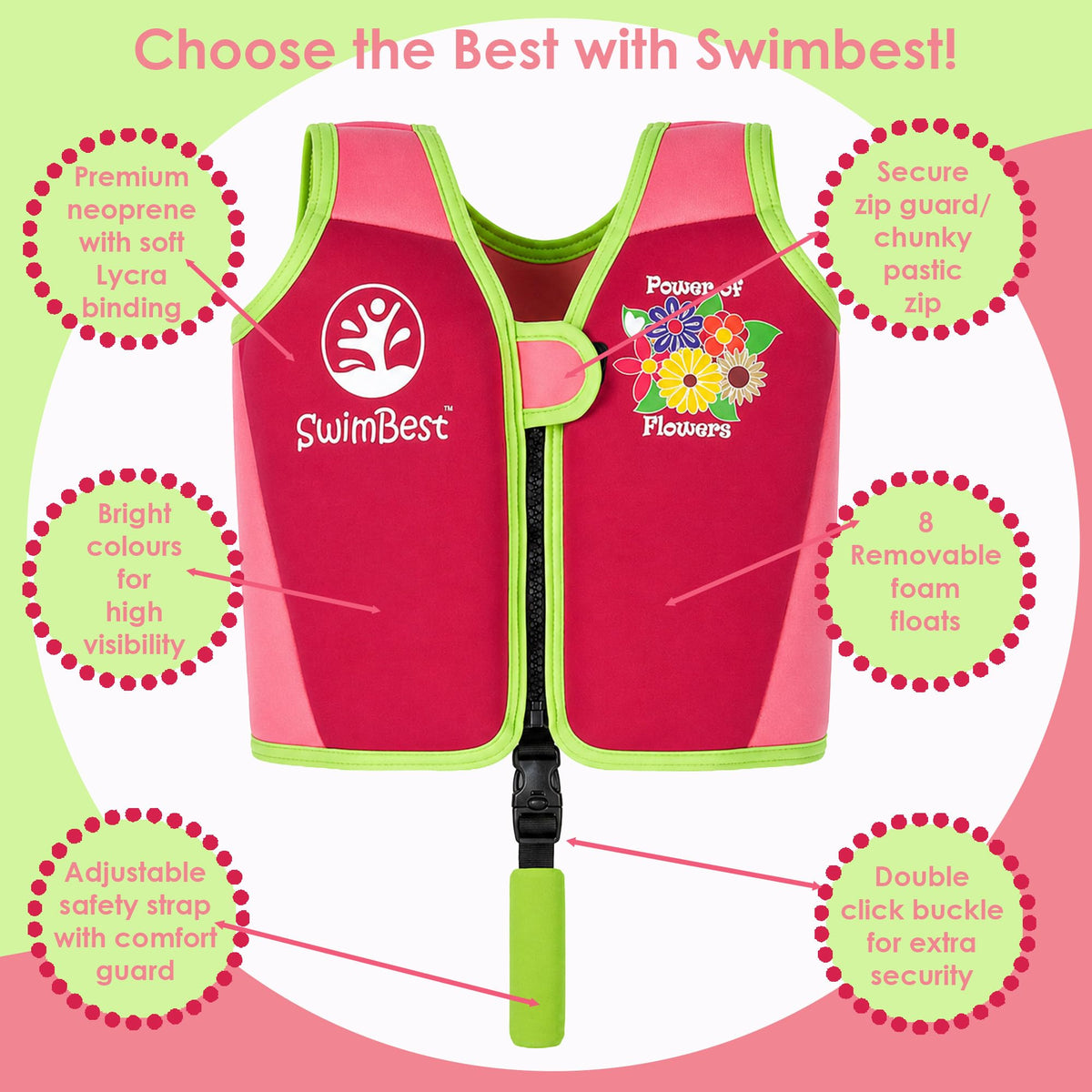 SwimBest Swim Vest - For Baby, Toddler & Kids. Adjustable Buoyancy Swim Jacket, ideal for pools/beaches/holidays & Learning to Swim