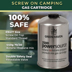 Green Haven Camping Gas Canisters | Butane Propane Mix, EN417 C500 Packs