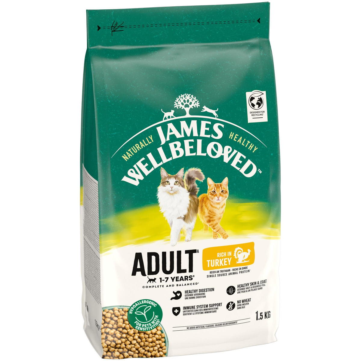 James Wellbeloved Hypoallergenic Dry Cat Food for Adult Cats Turkey 4 kg