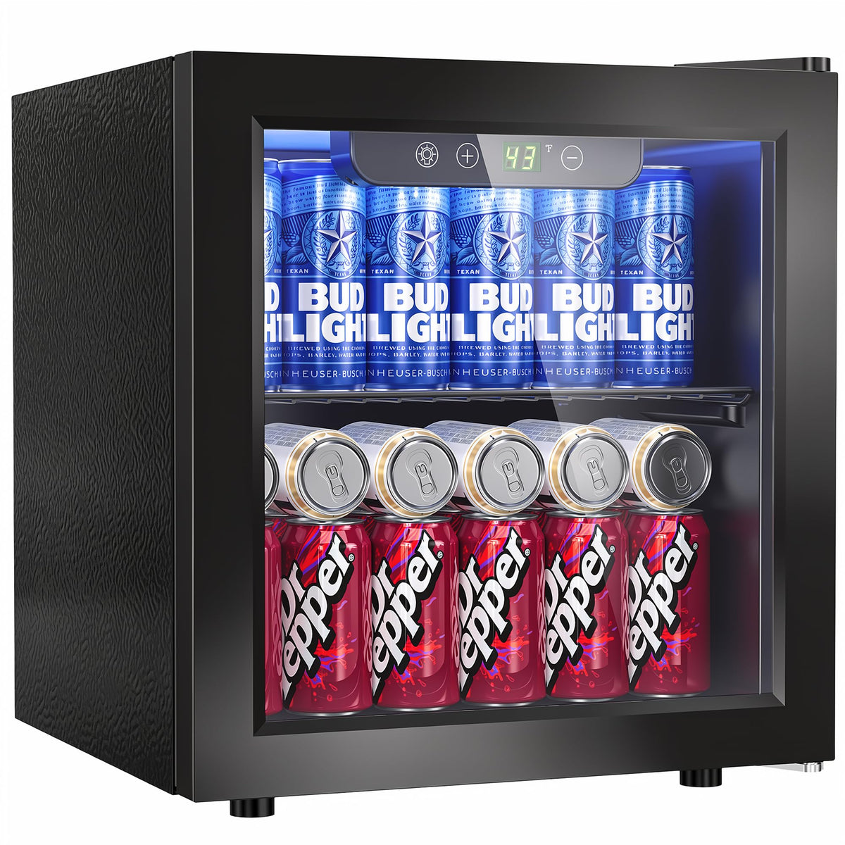 2.5 Cu.Ft Beverage Fridge, Glass Door Mini Fridge, Silver, 96 Can