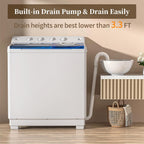 VCJ Portable Washing Machine, Twin Tub Washing Machine Laundry Compact Washer spinner Combo with 40lbs capacity, 24Lbs Washer and 16Lbs Spinner dryer for Apartments RVs and Dorms