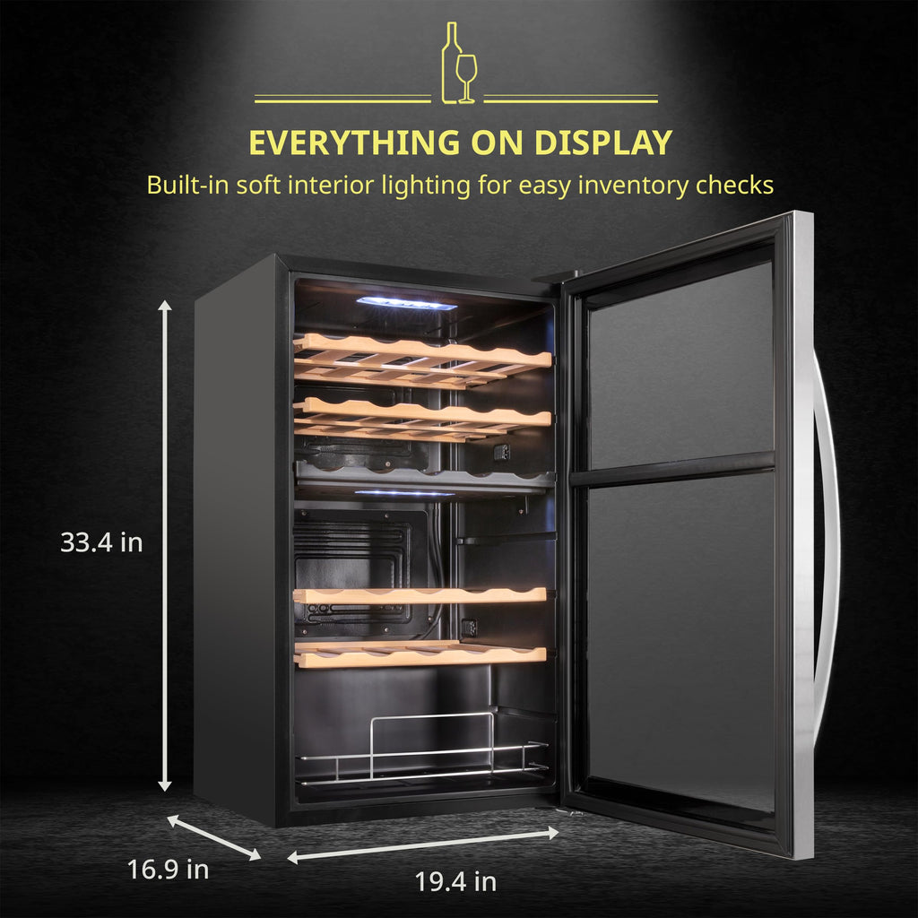 SCHMÉCKÉ 12 Bottle Compressor Wine Cooler Refrigerator w/Lock - Large Freestanding Wine Cellar For Red, White, Champagne or Sparkling Wine - 41f-64f Digital Temperature Control Fridge Stainless Steel