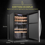 SCHMÉCKÉ 12 Bottle Compressor Wine Cooler Refrigerator w/Lock - Large Freestanding Wine Cellar For Red, White, Champagne or Sparkling Wine - 41f-64f Digital Temperature Control Fridge Stainless Steel