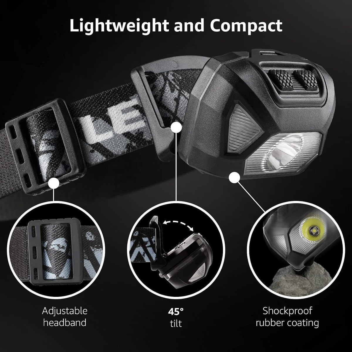 Lepro LED Head Torch 2 Pack with Red Light, Super Bright Headlamp 6 Modes