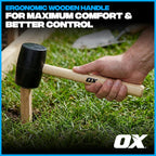 OX Trade Black Rubber Mallet 16oz / 450g, Non-Marking Hammer, Wooden Handle