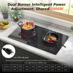 2 Burner Electric Cooktop 110V, 2000W, 24" Countertop & Built-in