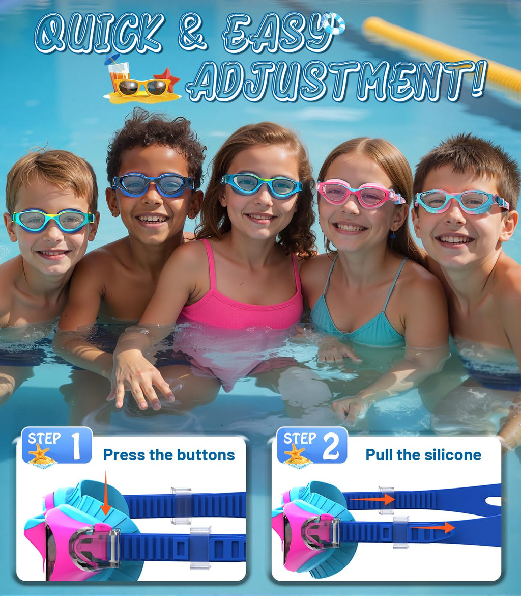 Kids Swimming Goggles for Boys & Girls Aged 6-14, Anti-Fog