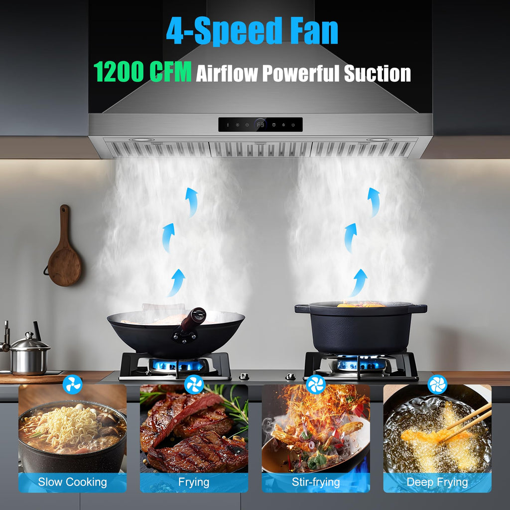 42 inch Range Hood Under Cabinet 1200 CFM Stainless Steel Stove Vent Hoods