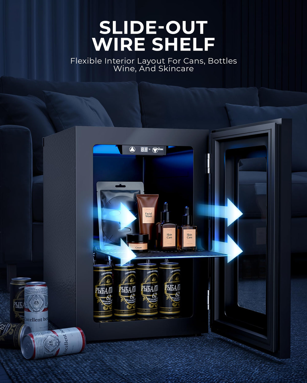 Beverage Refrigerator, 2.47 Cu.Ft Mini Fridge Beverage Cooler