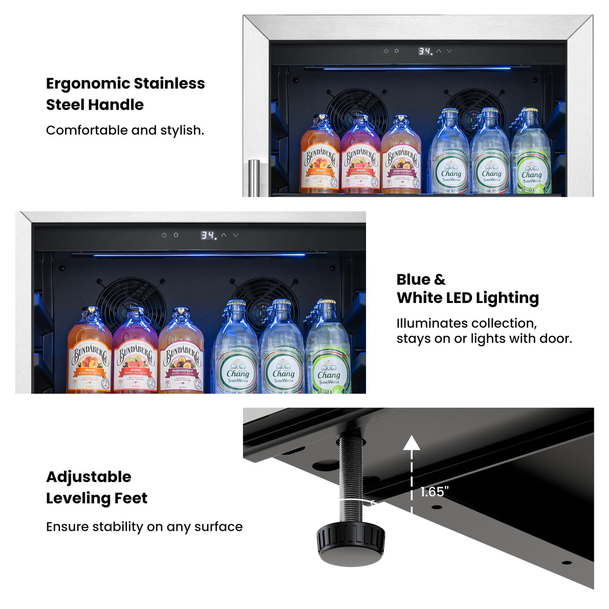 Yeego 12 Inch Beverage Refrigerator – 60 Cans Drink Fridge (Right-Hinged)