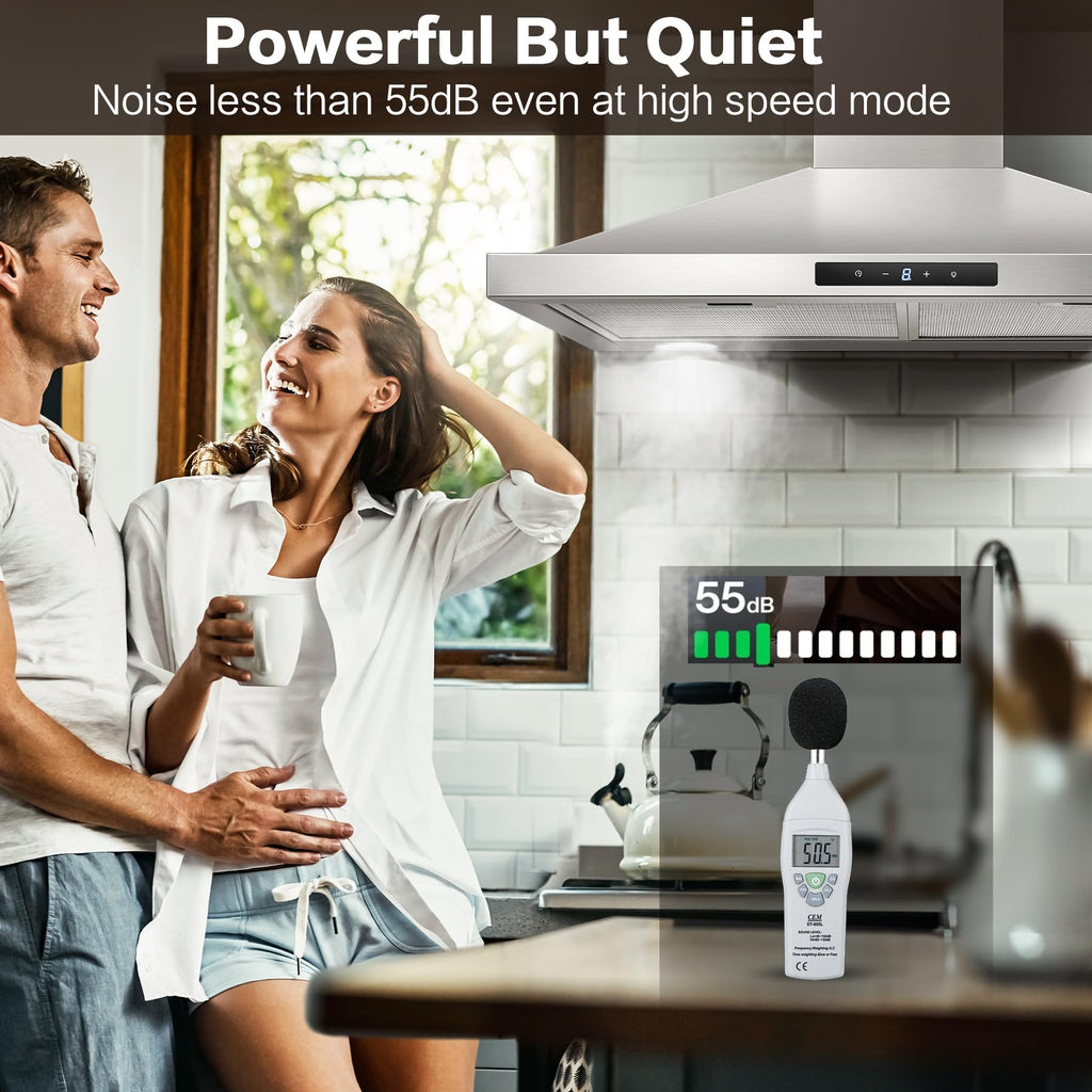 Wall Mount Range Hood 30 inch, 900 CFM Stainless Steel Kitchen Hood