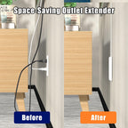 CABOCASA 3FT Flat Plug Extension Cord Power Strip 3 Outlets White Upward