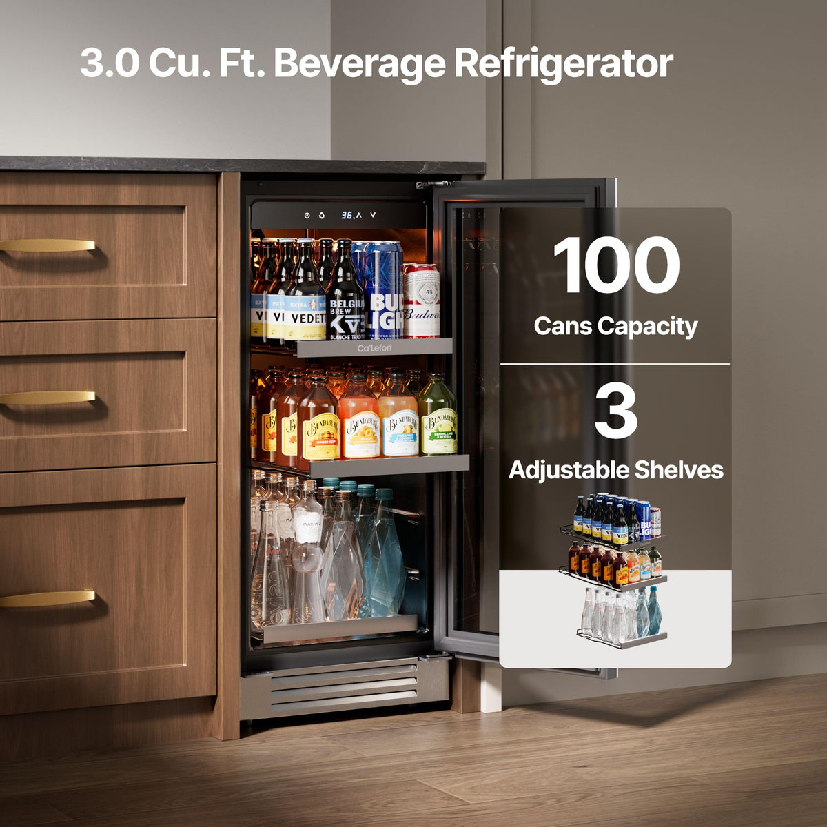 Ca'Lefort 24 inch Beverage Refrigerator, 180 Can Beverage Fridge