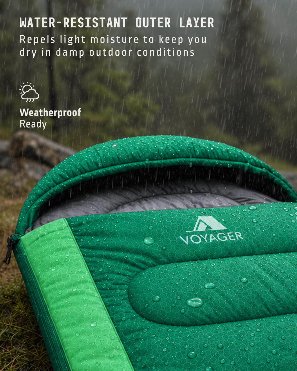 Voyager Sleeping Bag for Adults, Lightweight 3-4 Season Waterproof Camping