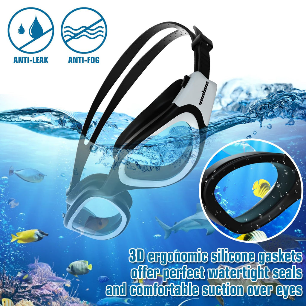 Winline Adult Swimming Goggles,Open Water Goggles Swimming Anti Fog UV Protection No Leakage Clear Vision Easy to Adjust for Adults Men Women Teenagers