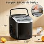 Antarctic Star Portable Ice Maker Countertop, 18Lbs/24H Self-Cleaning Ice Machine with One-Touch Operation & Ice Scoop Included, for Home Kitchen Office, Black